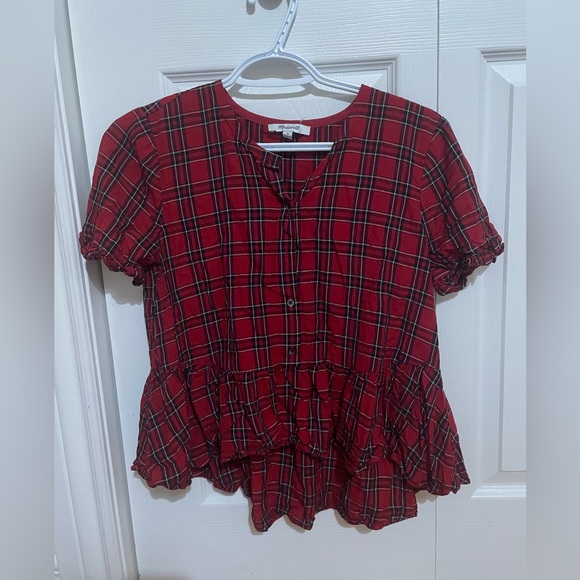 Madewell Studio Ruffle-Hem Top in Clanton Plaid - Picture 5 of 5